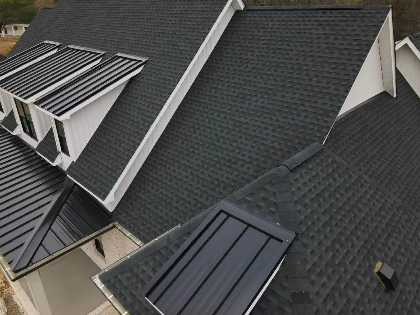 Aerial roof replacement by Sprout Roofing in Texas